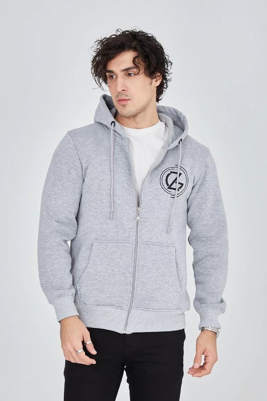 Mêr Gewr 3 Têl Pembû Fermûar Kapûşon Baskî Hoodie 7