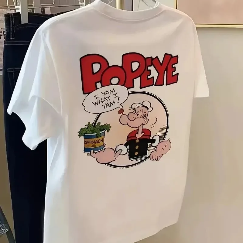 Ανδρικό Λευκό Oversize Κοντομάνικο Μπλουζάκι Popeye