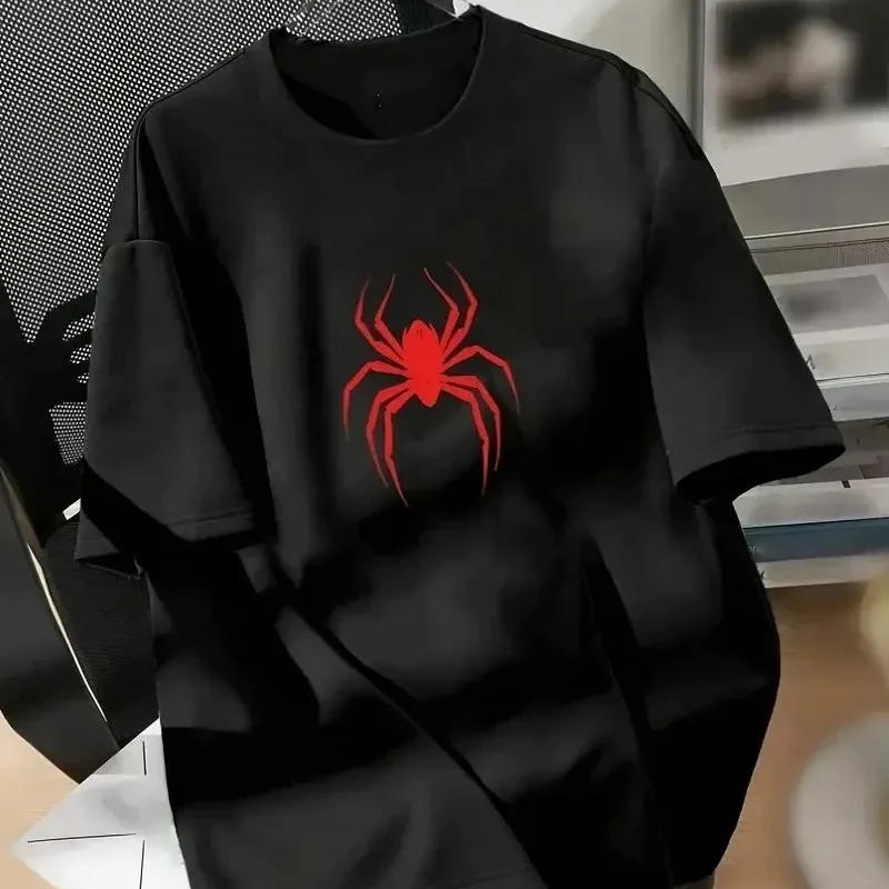 Ženska crna biciklistička kragna s printom pauka oversize majica