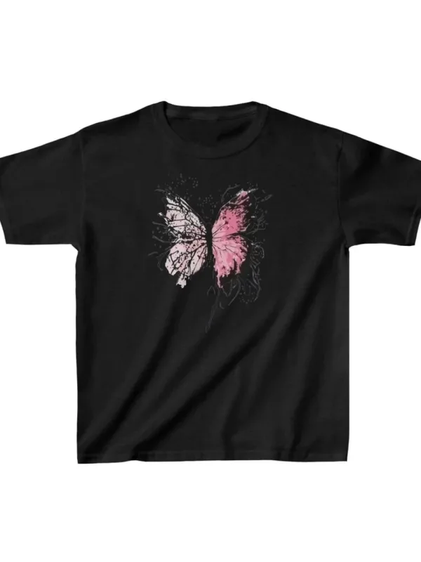 Uşaq Qara Çap Velosiped Yaxalı Pambıq T-Shirt 1