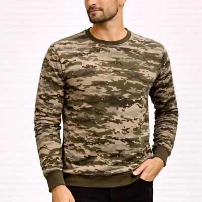 Férfi kamuflázs kerek nyakú 2 szálas hosszú ujjú sweatshirt 4