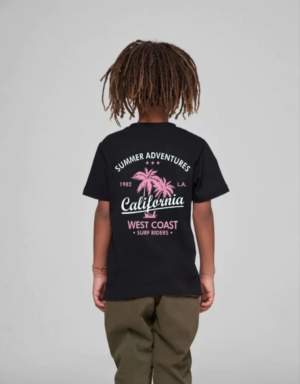 Παιδικό Μαύρο Τυπωμένο Oversize Λαιμό Ποδηλάτου T-Shirt 2
