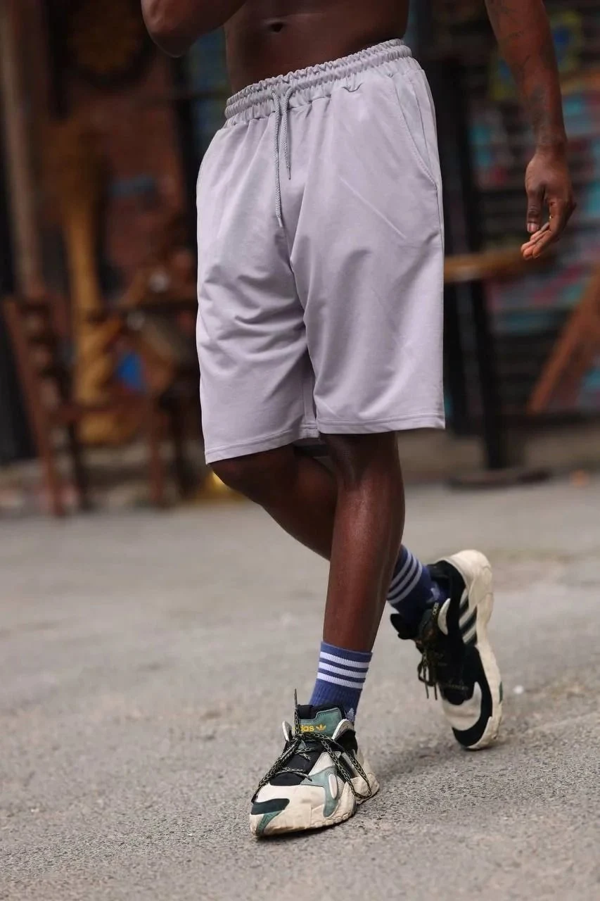 Men's Gray Two-Thread Pocket Cotton Shorts