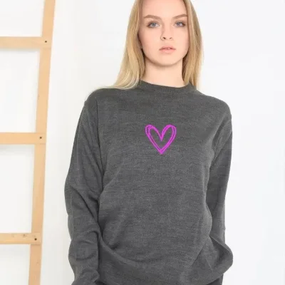 Women's Smoke Oversize Crew Neck Printed Knit Sweater 1