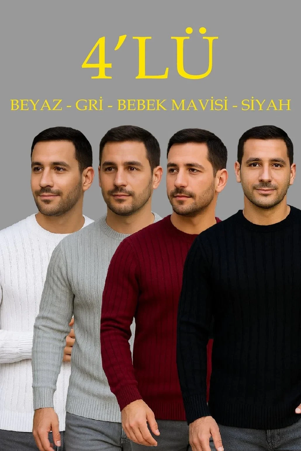 Muški beli bordo sivi crni rebrasti biciklistički izrez debeli triko džemper