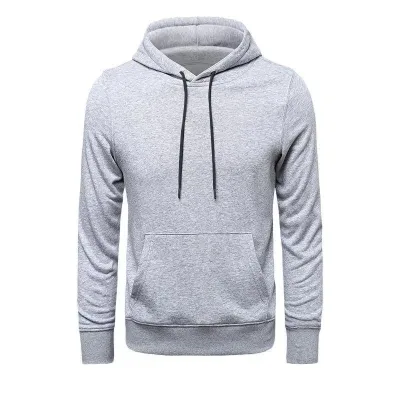 Машки сив oversize 3-нишки памучен дукс со качулка и џебови 2