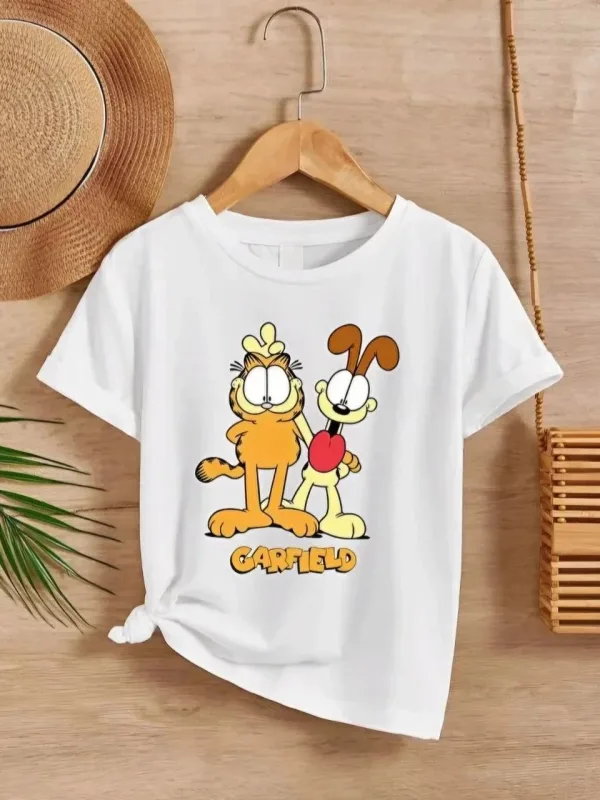 Zarok Spî Çapkirî Oversize Stûyê Dor T-Shirt 1