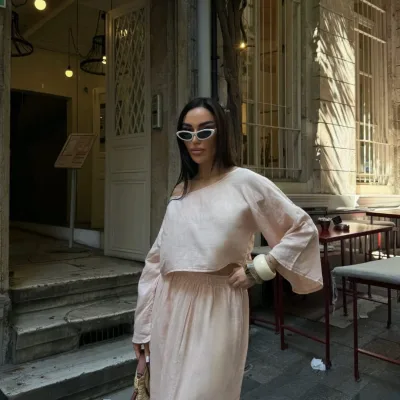 Bluza I Suknja Muslin set Bež 4