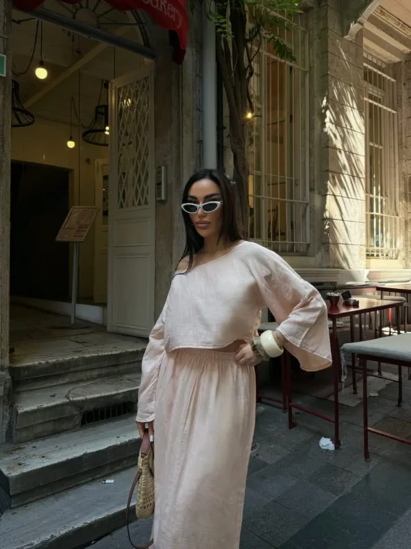 Bluza I Suknja Muslin set Bež 4