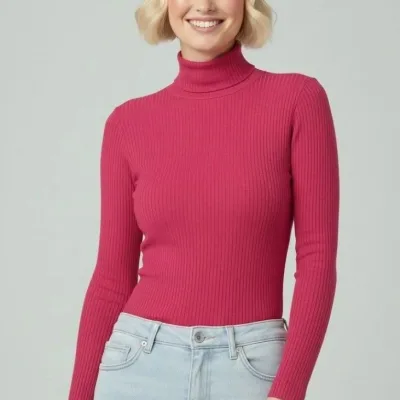Femeie Roz Gât Întreg, Cu Nervuri, Lycra, Mâneci Lungi, Body 1
