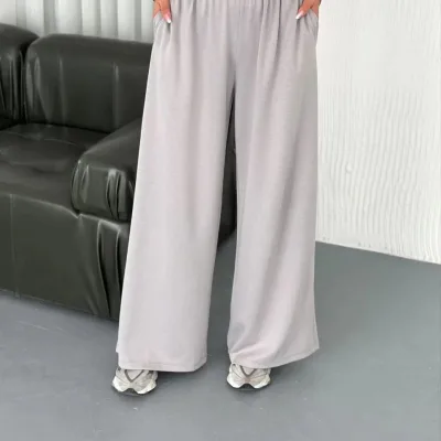 Women's Gray Oversize Scoop Neck Printed Set 6