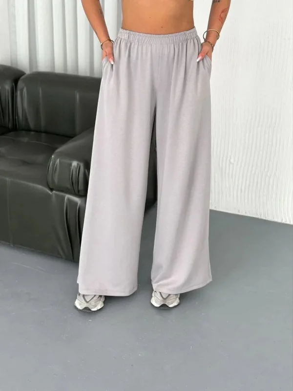 Women's Gray Oversize Scoop Neck Printed Set 6