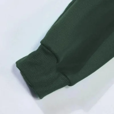 Muški tamnozeleni 3-nitni pamučni kapuljačasti sweatshirt s klokan džepom 4