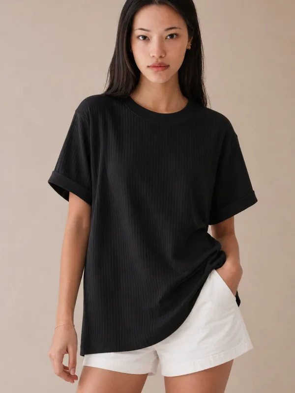 Nero Costina Oversize Taglio Largo Basic T-Shirt 2