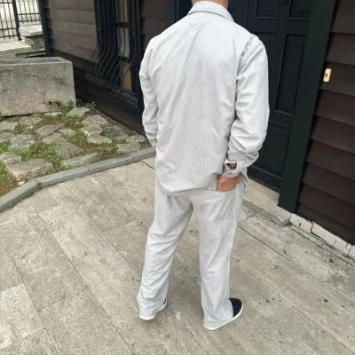 Men Gray Oversize Corduroy Pocket Buggy Pants 2
