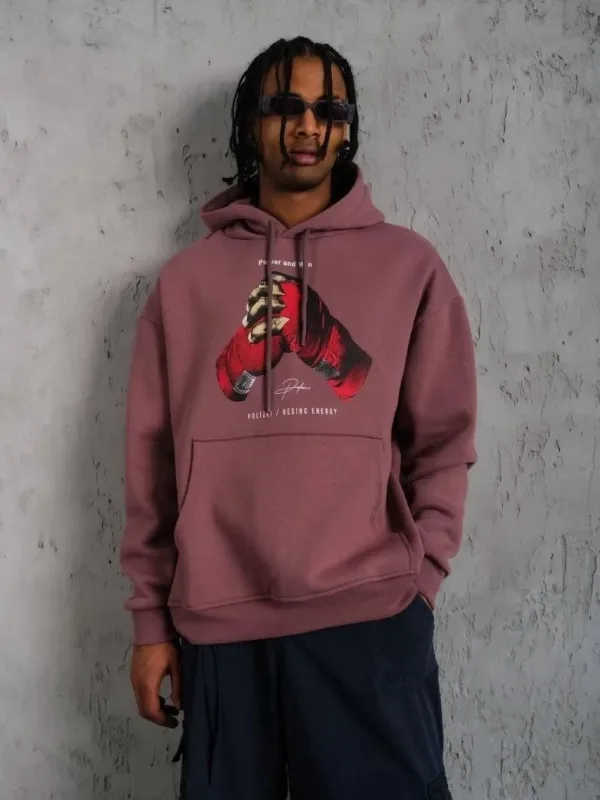 Sweatshirtê Mêran ê Pembe Oversize Bi Kêl 3 Têl 2