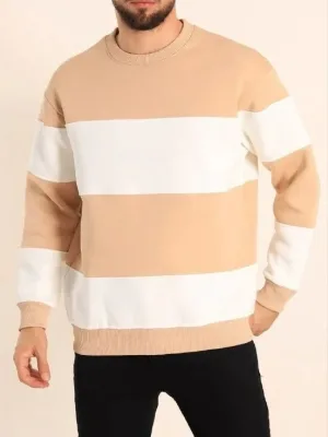 Машки беж дел 3-нишки памучен велосипед јака Sweatshirt