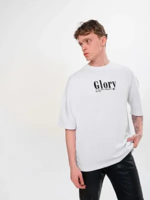 Men's Black Oversize Crew Neck Printed Short Sleeve T-Shirt