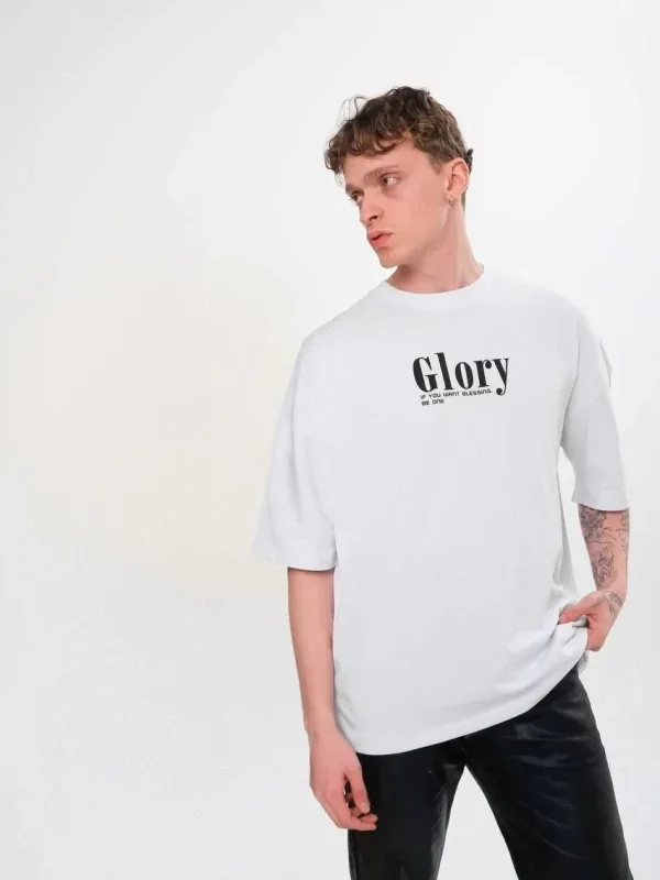 Men's Black Oversize Crew Neck Printed Short Sleeve T-Shirt 1