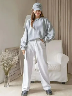 Női Szürke Oversize Félcipzáras Pamut Sweatshirt