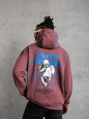 Men's Dusty Rose 3-Thread Cotton Hooded Printed Sweatshirt with Pockets
