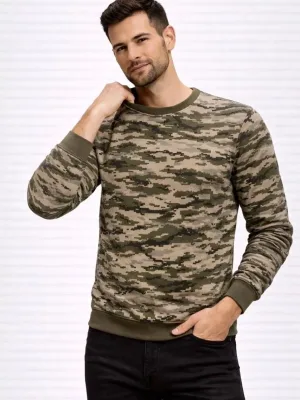 Erkek Kamuflaj Bisiklet Yaka 2 İplik Uzun Kollu Sweatshirt
