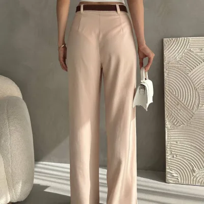 Belted Linen Pants Light Beige 5