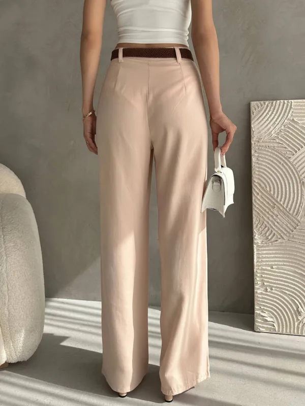 Belted Linen Pants Light Beige 5