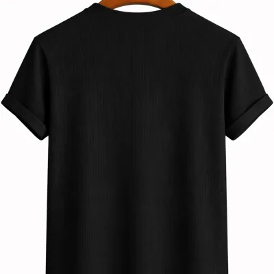 Unisex Cotone Oversize Collo a Barca Nero T-Shirt 3
