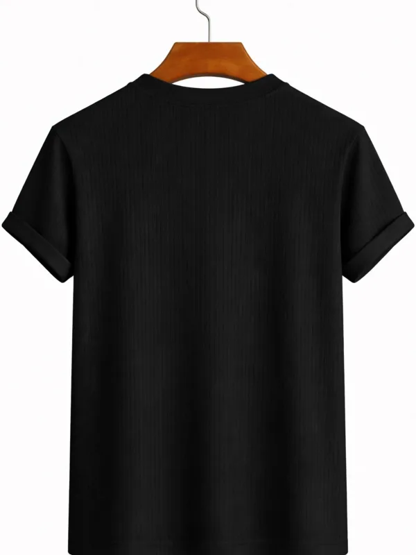 Unisex Cotone Oversize Collo a Barca Nero T-Shirt 3
