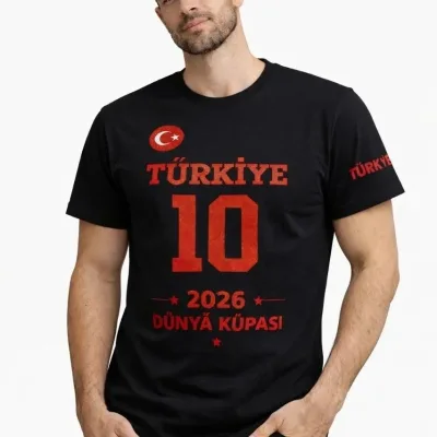 Pánske čierne fanúšikovské tričko s potlačou Turecko na Majstrovstvá sveta 2026 1