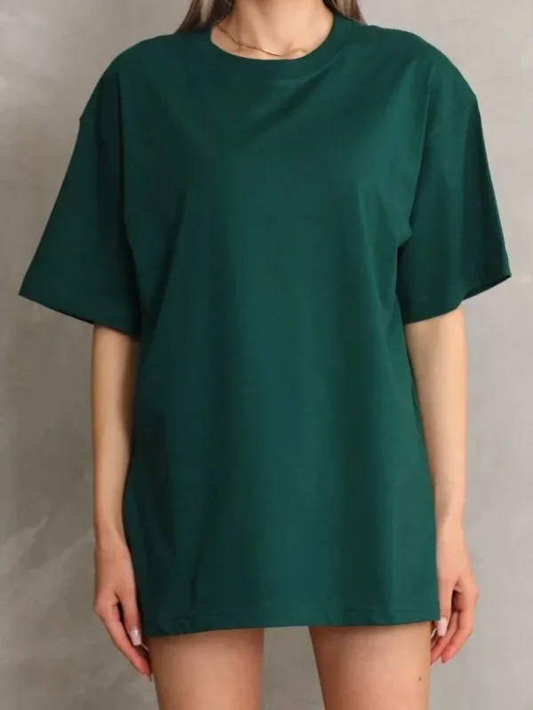Femeie Verde Regular Guler Bicicletă Imprimat Tricou 2