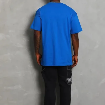 Машка Сина Oversize Бициклет Јака Едноставна Летна T-маица 3