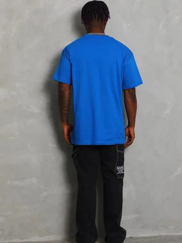Машка Сина Oversize Бициклет Јака Едноставна Летна T-маица 3