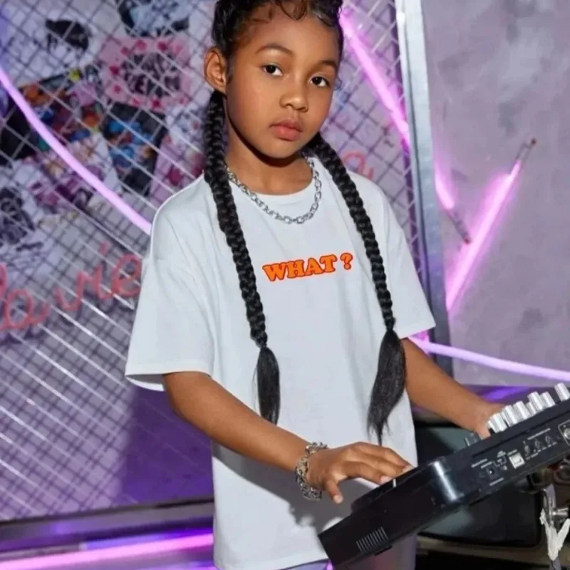 Children's White Printed Oversize T-Shirt