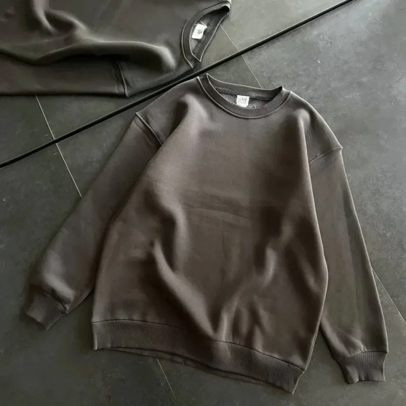 Kadın Füme Bisiklet Yaka 3 İplik Pamuklu Basic Sweatshirt