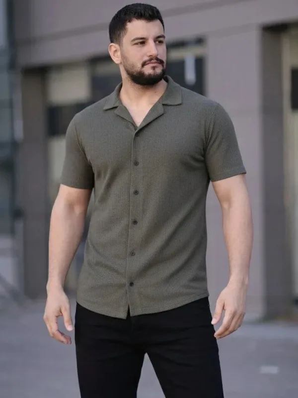 Kirasê Mêran 2'lî Set Waffle Tevna Stû Vekirî Bişkokî 3