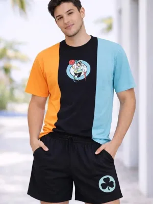 Muški 2-dijelni set oversize majica s vezom i šorc