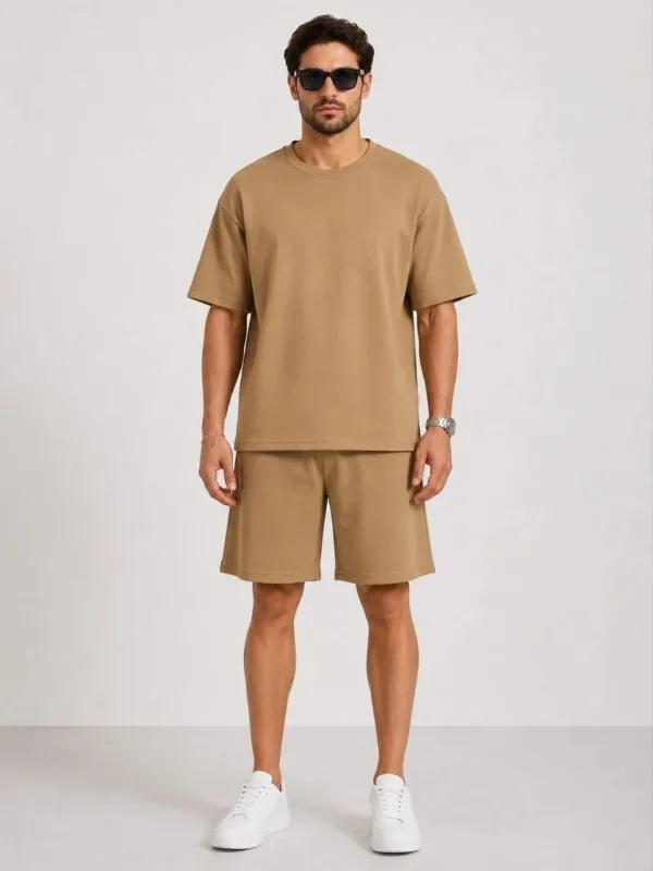 Men's Brown Oversize Soft Textured Pocket Suit
