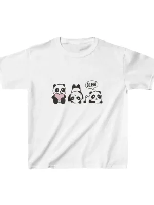 Zarok Spî Çapkirî Regular Rehet Birîn T-Shirt