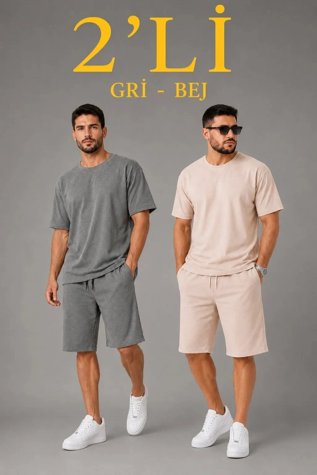 Ανδρικό Oversize Σετ 2 Τεμαχίων Δίνημα Ύφασμα Καλοκαιρινό Σορτς και Μπλουζάκι