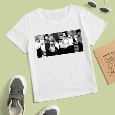 Παιδικό Λευκό Τυπωμένο Oversize Λαιμό Ποδηλάτου T-Shirt 3
