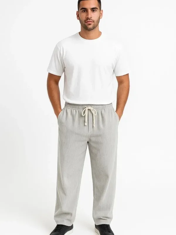Men Gray Oversize Corduroy Pocket Buggy Pants 1