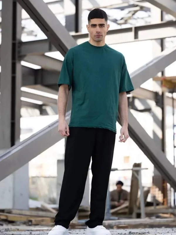 Pánske kaki regular fit cyklistický výstrih hladké krátky rukáv tričko 3