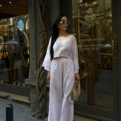 Hlače I Bluza Muslin set Bež 4