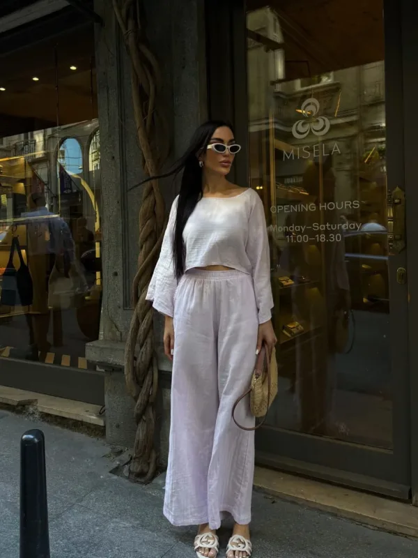 Hlače I Bluza Muslin set Bež 4