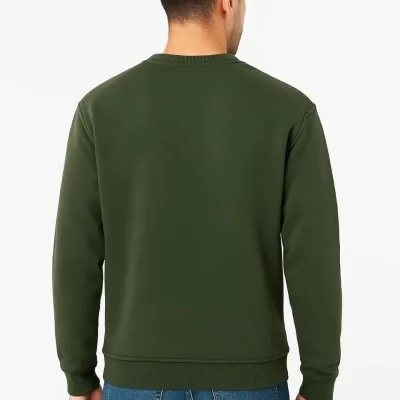 Męska khaki 3-nitkowa bawełniana gładka bluza z okrągłym dekoltem 2
