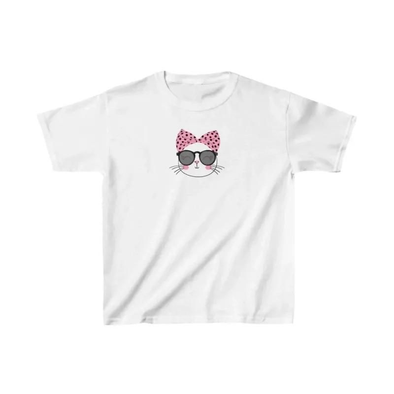 Tricou pentru copii, alb, oversized, cu imprimeu, cu guler rotund