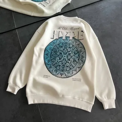 Ženska bela majica sa okruglim izrezom sa printom, 3-nitni pamuk 4