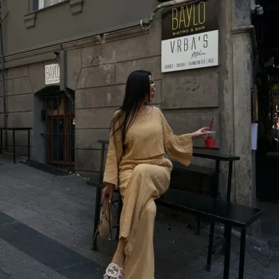 Hlače I Bluza Muslin set Camel 3